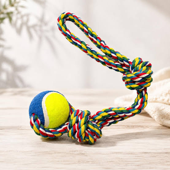 Dog Rope Toy with Tennis Ball (Pack of 2)